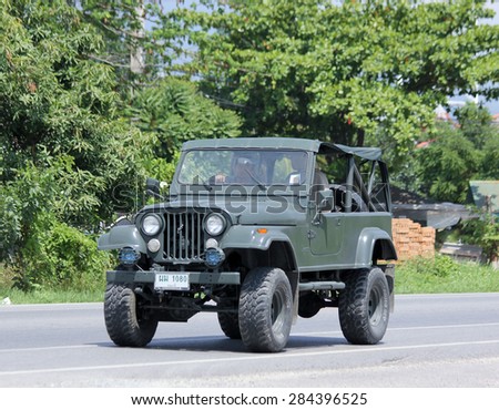 CHIANGMAI, THAILAND - JUNE 4 2015:  : Old Jeep Private car. Photo at road no 121 about 8 km from downtown Chiangmai, thailand.