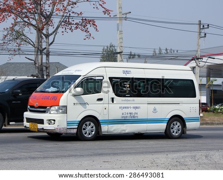 CHIANGMAI , THAILAND -FEBRUARY 16 2015:   Van bus route Bangkok and Ayuthaya.  Photo at road no.1001 about 8 km from downtown Chiangmai, thailand.