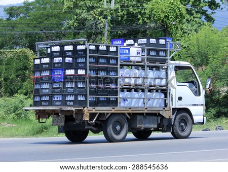 CHIANGMAI, THAILAND -JUNE 12 2015: Drinking water delivery truck of PN company. Photo at road no.121 about 8 km from downtown Chiangmai, thailand.