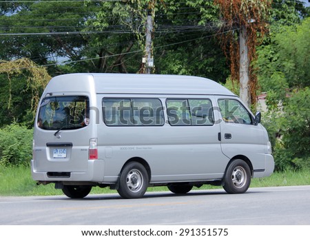 CHIANGMAI, THAILAND -JUNE 28 2015:  Private van. Nissan Urvan Van from Japan. Photo at road no.1001 about 8 km from downtown Chiangmai, thailand.