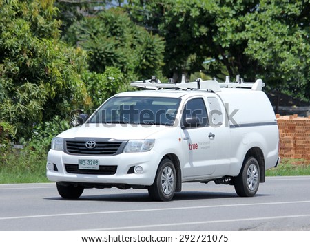CHIANGMAI , THAILAND -JUNE 29 2015 :    Pickup  truck of True company. Intenet Service in Thailand. Photo at road no 121 about 8 km from downtown Chiangmai, thailand.