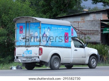 CHIANGMAI, THAILAND -JULY 2 2015:  Drinking water delivery Pick up truck of Nestle Pure life. Photo at road no.121 about 8 km from downtown Chiangmai, thailand.
