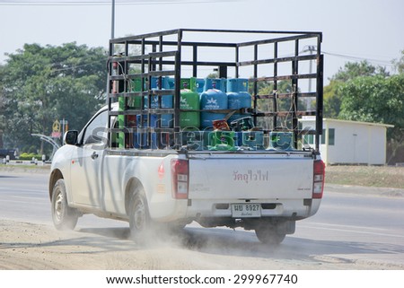 CHIANGMAI , THAILAND- FEBRUARY 5 2015: Gas Pickup truck of Picnic ( Orchid ) gas company. Photo at road no 121 about 8 km from downtown Chiangmai, thailand.