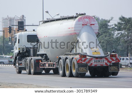 CHIANGMAI , THAILAND -FEBRUARY 6 2015: Cement truck of TTL Logistic company. Photo at road no.121 about 8 km from downtown Chiangmai, thailand.