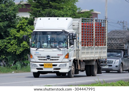 CHIANGMAI, THAILAND -AUGUST 8 2015: Cargo Truck of Junsom Transport Company. Photo at road no 1001 about 8 km from downtown Chiangmai, thailand.