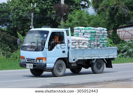 CHIANGMAI, THAILAND -AUGUST 8 2015: Cement truck of Insee Cement company. Photo at road no 121 about 8 km from downtown Chiangmai, thailand.