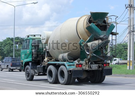 CHIANGMAI, THAILAND -AUGUST 8 2015: Cement truck of LRC Concrete company. Photo at road no 121 about 8 km from downtown Chiangmai, thailand.