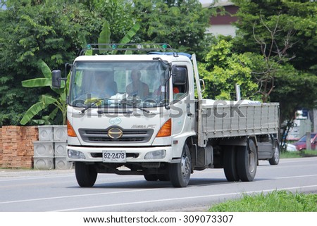 CHIANGMAI, THAILAND -AUGUST 8 2015:  Private Hino Cargo truck. Photo at road no.121 about 8 km from downtown Chiangmai, thailand.