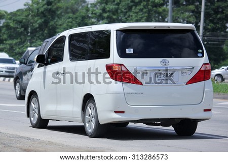 CHIANGMAI, THAILAND -AUGUST 13 2015:  Private Toyota Alpha car. Family van with hybrid drive to large families. Photo at road no.121 about 8 km from downtown Chiangmai, thailand.