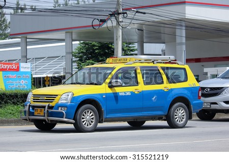 CHIANGMAI, THAILAND -AUGUST 14 2015:  City taxi chiangmai, Service in city. Photo at road no.1001 about 8 km from downtown Chiangmai, thailand.