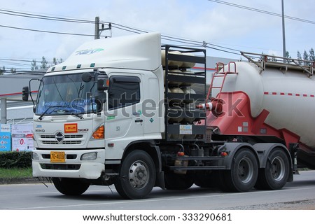 CHIANGMAI, THAILAND -SEPTEMBER  7 2015:   Cement truck of CIMC Logistic company. Photo at road no.121 about 8 km from downtown Chiangmai, thailand.