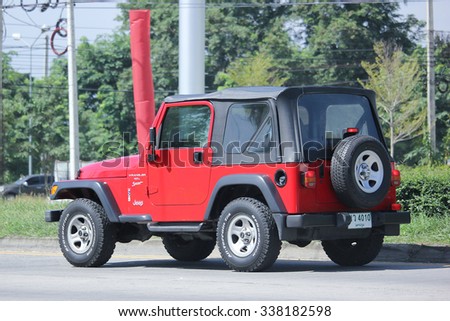 CHIANGMAI, THAILAND -SEPTEMBER  22 2015:  Private jeep car, Wrangler Sport. Photo at road no.121 about 8 km from downtown Chiangmai, thailand.