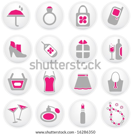 stock vector : girls night out icons in pink and grey