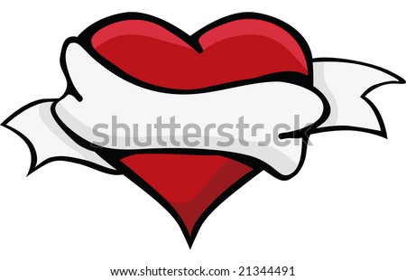 stock vector : Hand drawn tattoo heart with banner