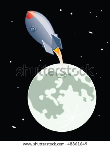 Rocket lifing off from the moons surface.