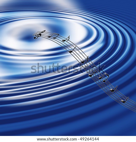 stock photo music symbol and blue wave Save to a lightbox