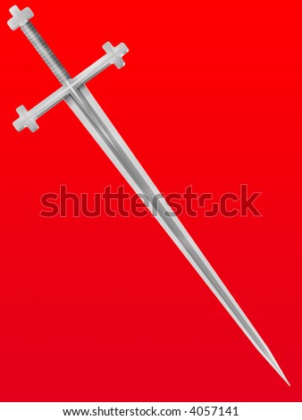 Steel Isolated Sword Crusader With A Cross On The Handle Stock Photo Steel Isolated Sword Crusader With A Cross On The Handle Stock Photo