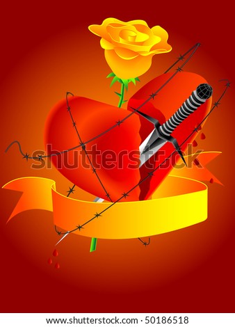 Love Heart With Rose. heart and rose symbols of