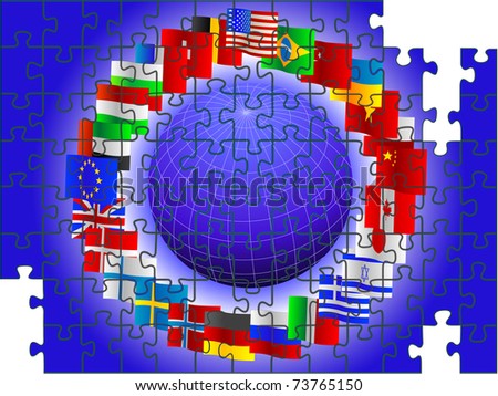 world flags globe. stock vector : Background from globe and flags of the world in the form of a