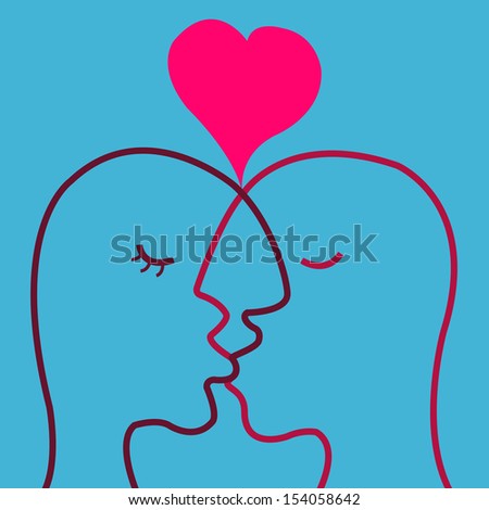 Woman and man kissing with love. Abstract love background.