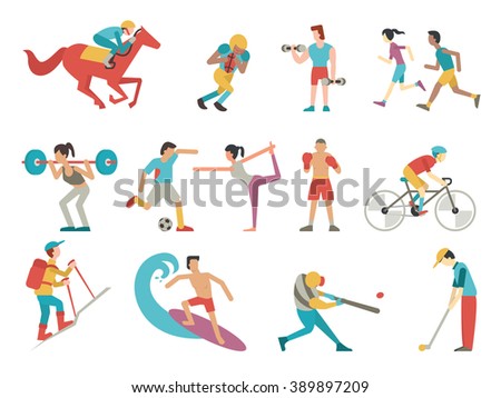 Vector illustration character of people in sport set, simple style with flat design.