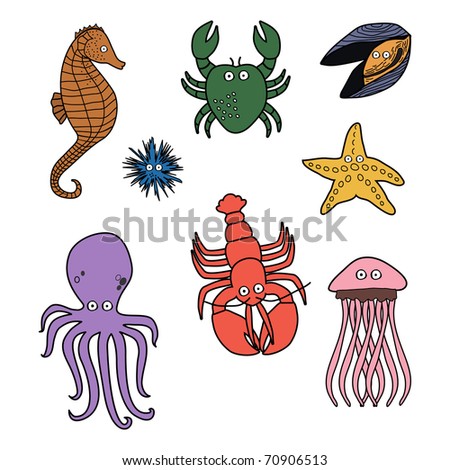 Sea Animals, Underwater Vector Illustration.