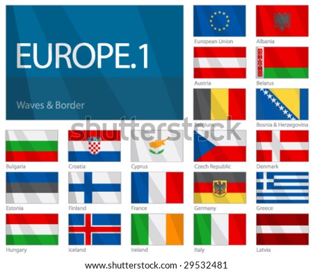 flags of the world countries. stock vector : Waving Flags of