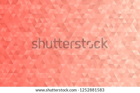 Coral Pink Geometric Triangle Pattern Vector Background. Rose Gold Shimmering Metallic Gradient Faceted Low Poly Print. 2019 Color of the Year.