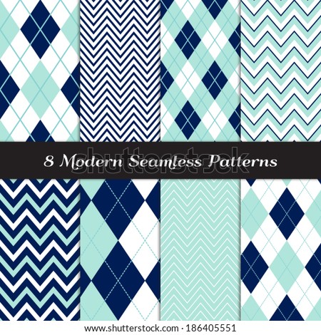 Navy Blue Aqua and White with Dashed Accent Lines Argyle and Chevron Seamless Patterns Navy and Aqua Nautical or Golf Backgrounds Pattern Swatches included and made with Global Colors Navy Blue Aqua and White with Dashed Accent Lines Argyle and Chevron Seamless Patterns Navy and Aqua Nautical or Golf Backgrounds Pattern Swatches included and made with Global Colors