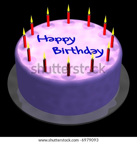 Beautiful Birthday Cakes on Beautiful Birthday Cake And Candles Isolated On Black Stock Photo