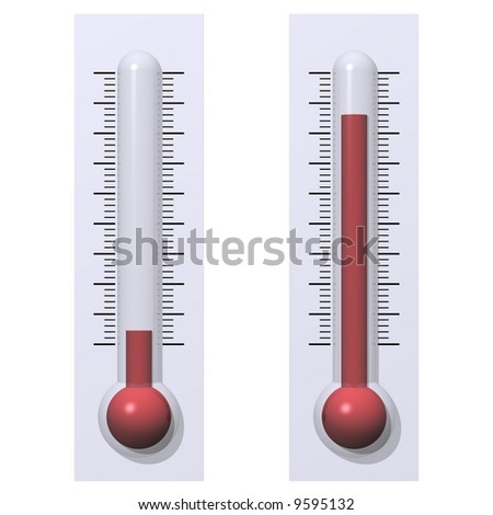 stock photo Perfect hot and cold thermometers isolated on white