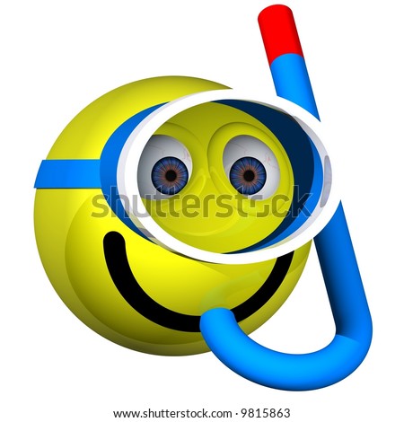 stock photo : Adorable smiley wearing a mask and snorkel isolated on white