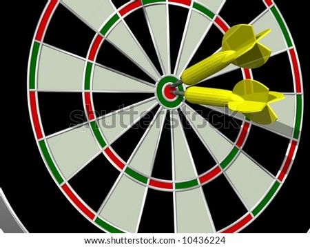 stock photo Perfect two dart bullseye