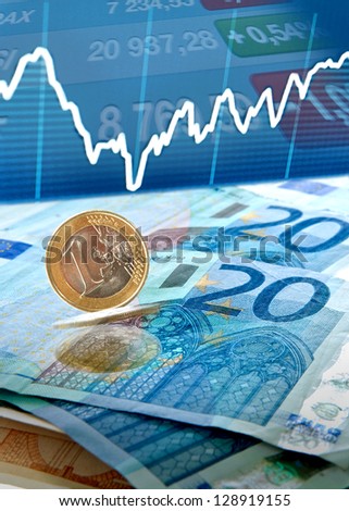 Euro money background with trade charts and stock stats