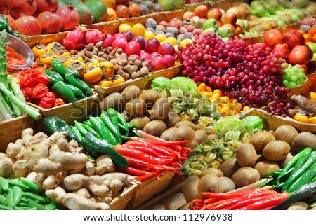 Fruits And Vegetables At A Farmers Market