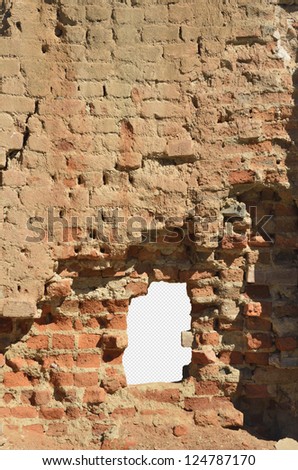 Hole in Brick wall (with etched path) for Insert