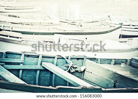 Port coastal boats in vintage style