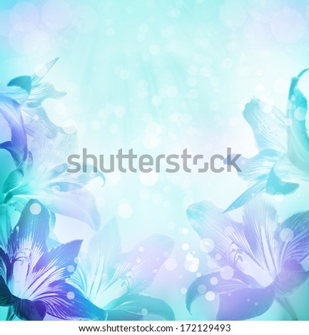 Abstract blue flower card/ Beautiful flower background/ Spring background
