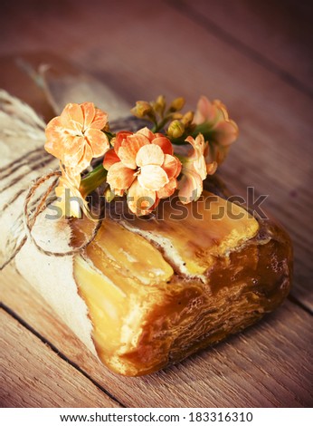 soap with natural ingredients and flowers