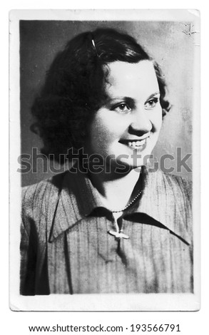 Vintage old photos of people/ Vintage photo of beautiful girl/ USSR - Belorussia 1940-1950