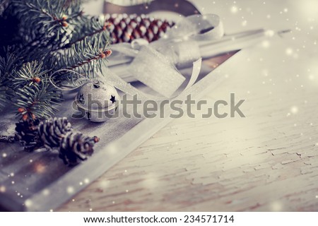 Christmas background with christmas decorations and candles toned pictures Christmas background with christmas decorations and candles toned pictures