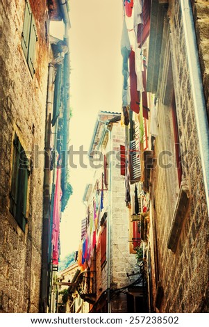 Old town in Europe with retro vintage effect