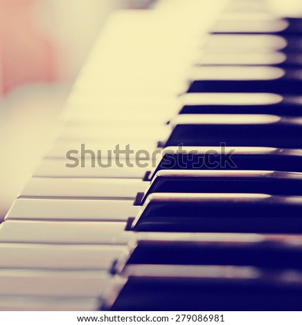 close-up of piano keys. close frontal view.