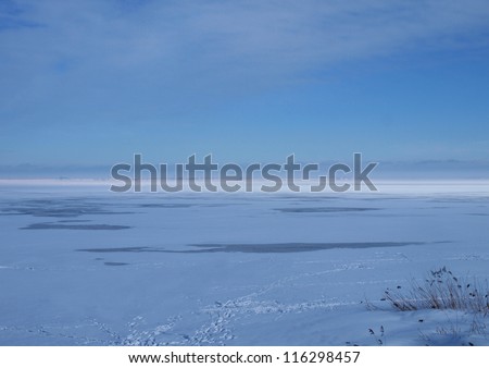 Frozen sea surface with some thawed areas