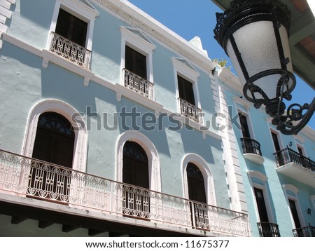 Colonial building balcony in San Juan, Puerto Rico