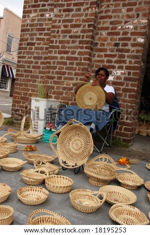 Charleston SC - September 20: The unique but dying art of Sweet grass basket weaving is still practiced in the Carolinas, but may be lost in the next generation.