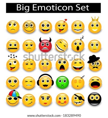 large Set a round yellow emoticons on a white background large Set a round yellow emoticons on a white background