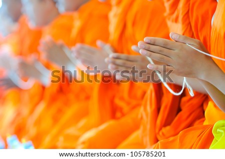 pray, Put the palms of the hands together in salute , monks,  thailand