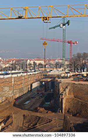 Construction site of highway tunnel