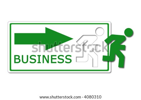 funny icon. stock photo : A funny icon, like the exit sign, of a green man